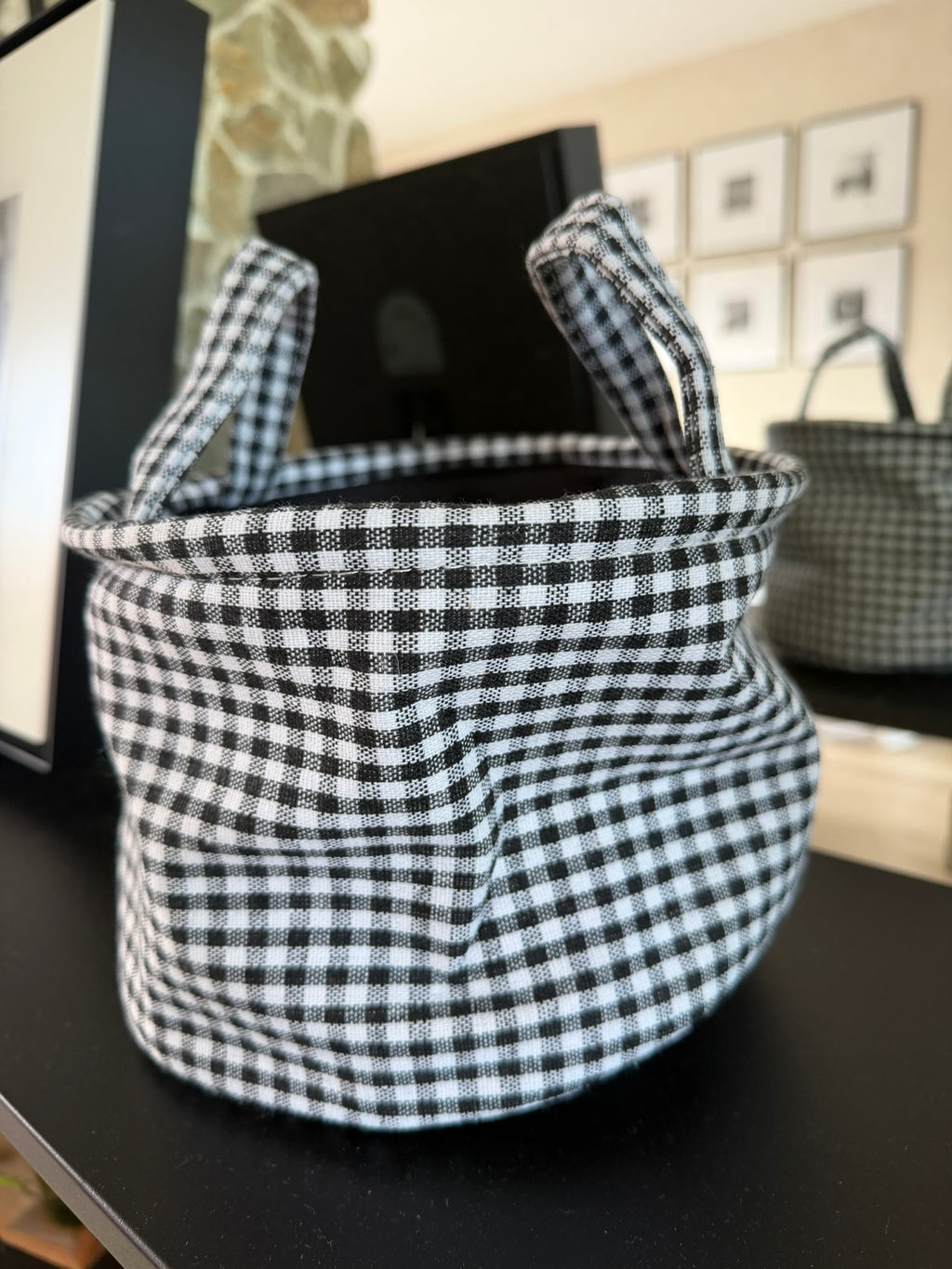 Cesto Vichy Circular - Negro | 15% OFF