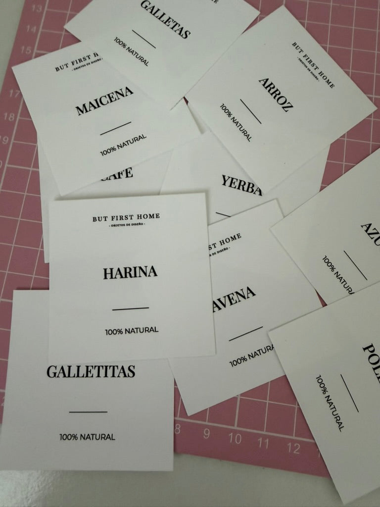Set de etiquetas para frascos - Resistentes al agua