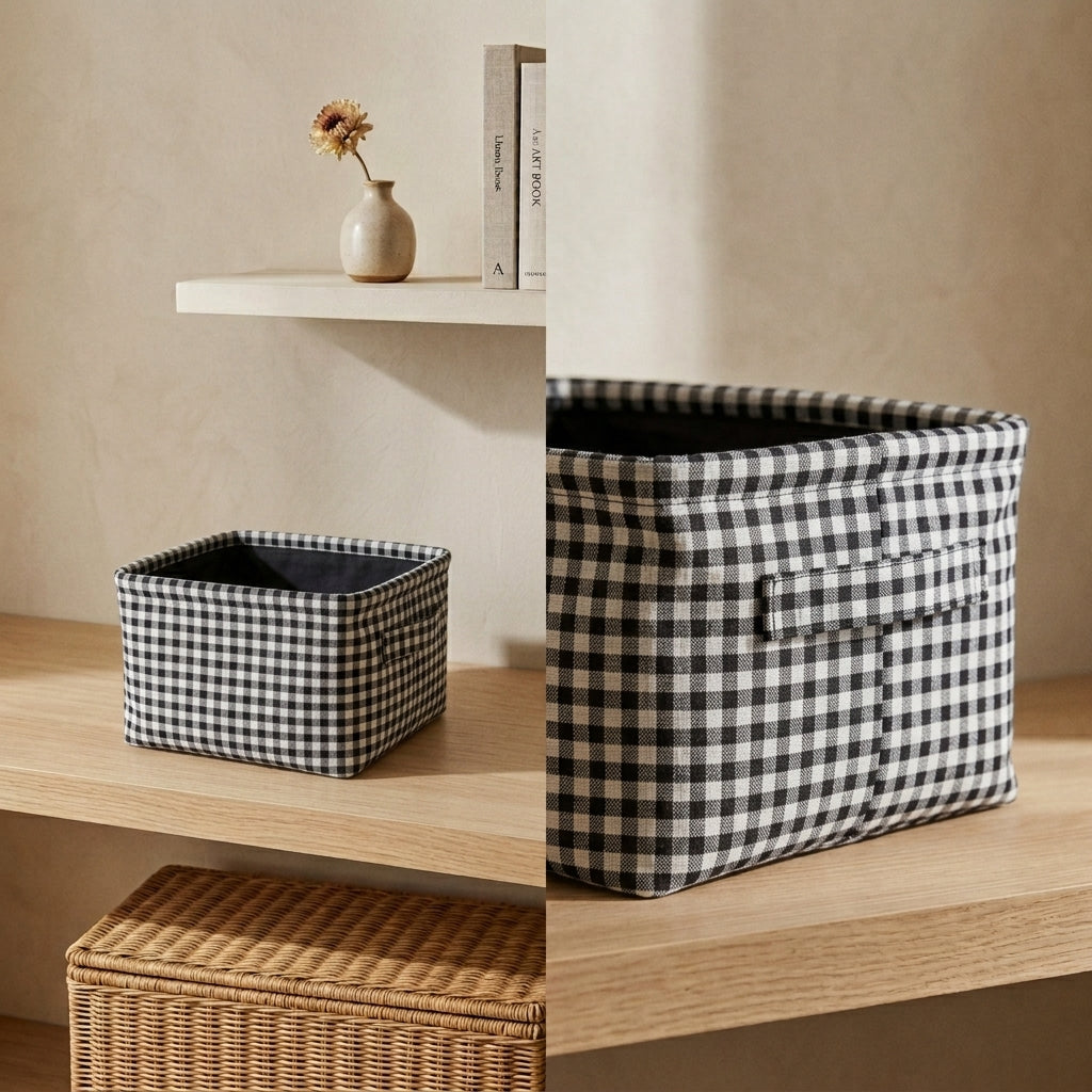 Cesto Vichy Rectangular - Negro | 15% OFF