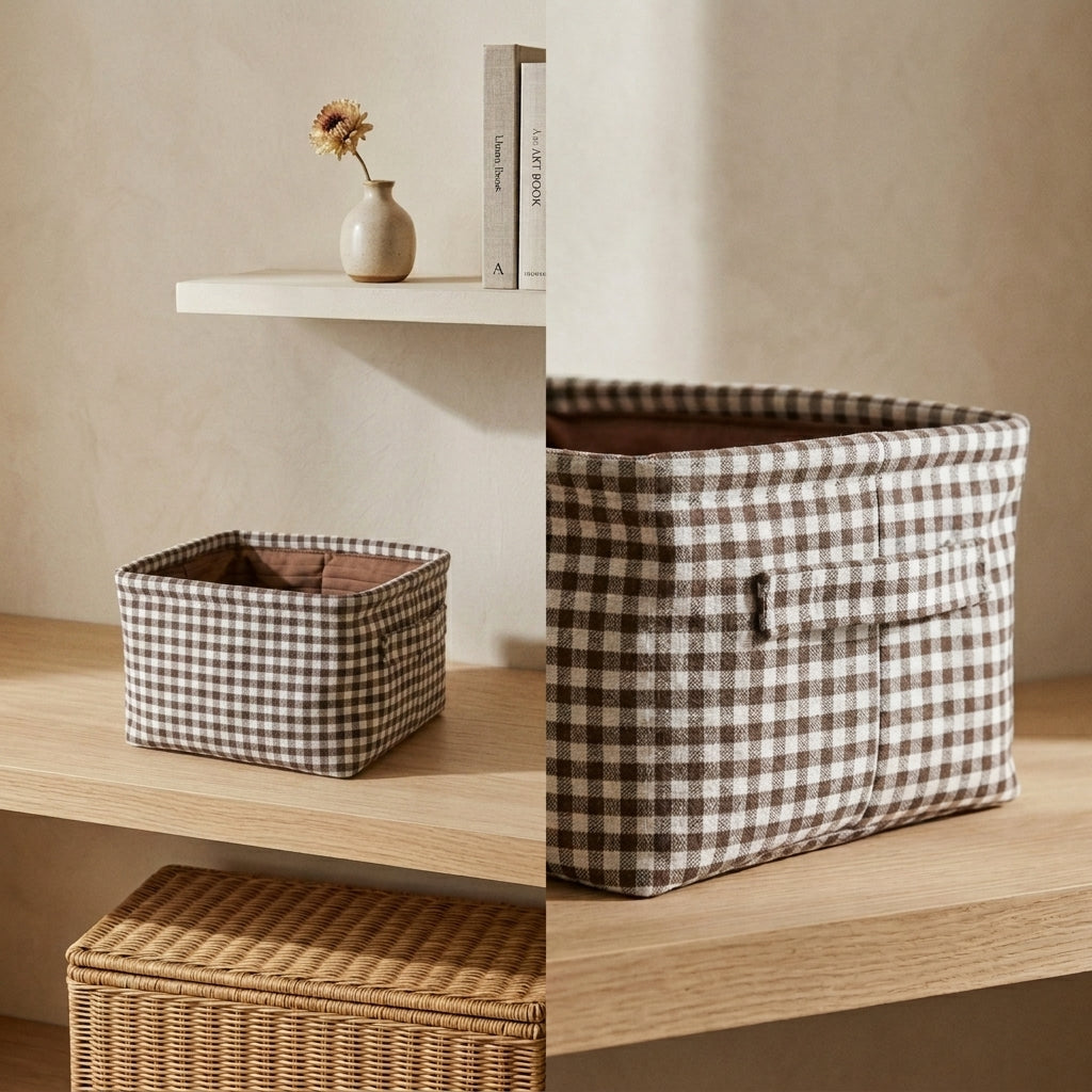 Cesto Vichy Rectangular - Marrón | 15% OFF