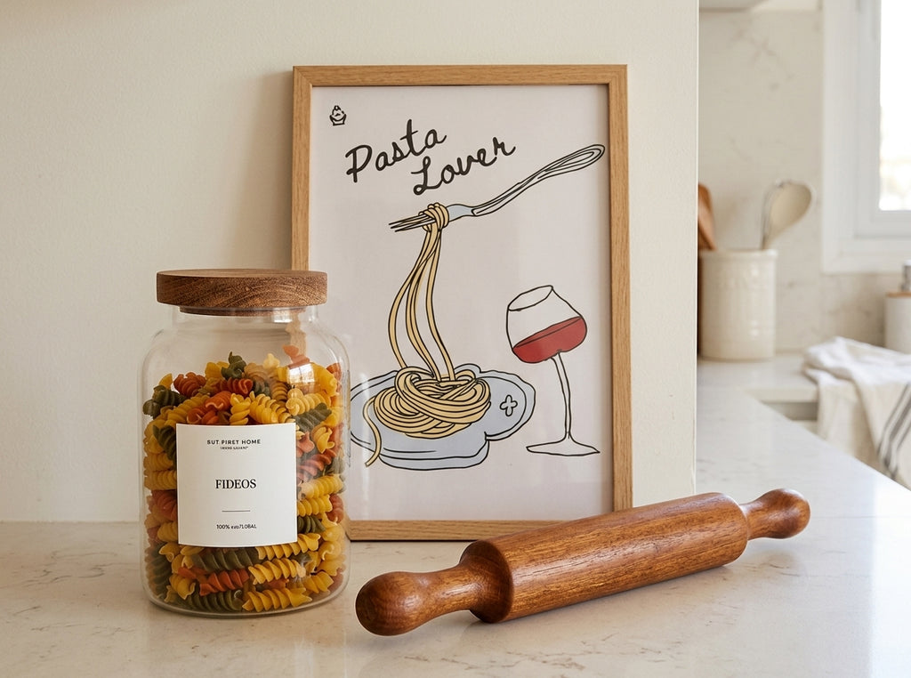 Set Pasta Lover - Cuadrito + Frasco con etiqueta + Palote | 15% OFF