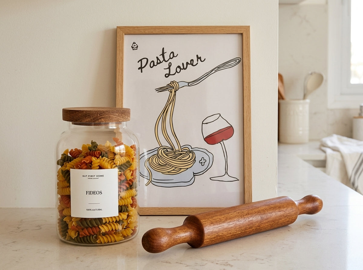 Set Pasta Lover - Cuadrito + Frasco con etiqueta + Palote | 15% OFF